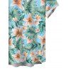 Men's Hawaiian Vacation Shirt Tropical Flower Leaf Print Button Up Beach Shirt - Turquoise 5XL
