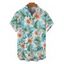Men's Hawaiian Vacation Shirt Tropical Flower Leaf Print Button Up Beach Shirt - Turquoise 5XL