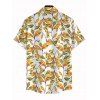Men's Hawaiian Vacation Shirt Autumn Leaf Berry Vine Print Button Up Shirt - Brun Doré 5XL