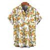 Men's Hawaiian Vacation Shirt Autumn Leaf Berry Vine Print Button Up Shirt - Brun Doré 5XL