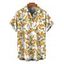 Men's Hawaiian Vacation Shirt Autumn Leaf Berry Vine Print Button Up Shirt - Brun Doré 5XL
