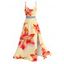Vacation Dress Watercolor Lily Floral Print Lace Hollow Out Spaghetti Strap Slit Dress - Orange XXXXXL | US 20
