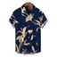 Men's Vacation Shirt Golden Hand‑Drawn Orchid Floral Print Button Up Shirt - Bleu de Minuit 5XL