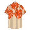 Men's Hawaiian Vacation Shirt Monstera Leaf Print Button Up Shirt - Orange 5XL