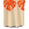 Men's Hawaiian Vacation Shirt Monstera Leaf Print Button Up Shirt - Orange 5XL