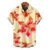 Men's Vacation Shirt Watercolor Lily Floral Print Button Up Shirt - Orange 5XL