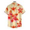 Men's Vacation Shirt Watercolor Lily Floral Print Button Up Shirt - Orange 5XL
