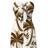 Hawaiian Vacation Jumpsuit Coconut Tree Geometric Print Pocket Off the Shoulder Jumpsuit - café XXL | US 14