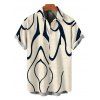 Men's Hawaiian Vacation Shirt Abstract Print Button Up Shirt - Beige 5XL