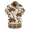 Men's Hawaiian Vacation Shirt Coconut Tree Geometric Print Button Up Shirt - café 5XL