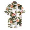 Vacation Couple Outfit Tropical Hibiscus Floral Leaf Print Self-belt Cold Shoulder High Low Wrap Dress and Shirt Set - Vert S | US 4