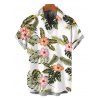 Vacation Couple Outfit Tropical Hibiscus Floral Leaf Print Self-belt Cold Shoulder High Low Wrap Dress and Shirt Set - Vert S | US 4