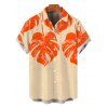 Hawaiian Vacation Couple Outfit Monstera Leaf Print Lace Hollow Out Slit Dress and Shirt Set - Orange S | US 4