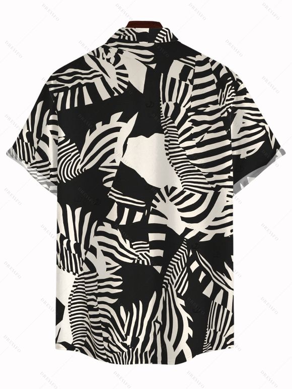 Men's Vacation Shirt Abstract Geometric Print Button Up Shirt - Noir 5XL