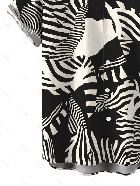 Men's Vacation Shirt Abstract Geometric Print Button Up Shirt - Noir 5XL