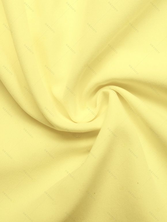 Vacation Cake Dress Solid Color Ruffle Off the Shoulder Puff Sleeve Smocked Maxi Dress - Jaune XL | US 10