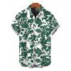 Vacation Couple Outfit Floral Leaf Silhouette Print Off the Shoulder Puff Sleeve Dress and Shirt Set - Vert S | US 4