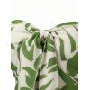Vacation Jumpsuit Botanical Leaf Silhouette Print Bowknot Off the Shoulder Wide Leg Jumpsuit - Vert XL | US 12