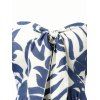 Vacation Jumpsuit Botanical Leaf Silhouette Print Bowknot Off the Shoulder Wide Leg Jumpsuit - Bleu clair XXL | US 14