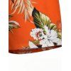 Combinaison de plage à imprimé floral tropical et feuilles de palmier, avec poche et épaules dénudées - Orange S | US 4