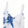 Hawaiian Vacation Dress Tropical Flower Monstera Leaf Print Lace Hollow Out Slit Dress - Bleu Ciel XXXL | US 16