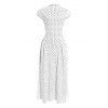 Vintage Dress Polka Dots Print Round Neck A Line Maxi Vacation Dress - Blanc L | US 8
