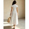 Vintage Dress Polka Dots Print Round Neck A Line Maxi Vacation Dress - Blanc XL | US 10