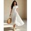 Vintage Dress Polka Dots Print Round Neck A Line Maxi Vacation Dress - Blanc L | US 8