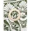 Bohemian Vacation Jumpsuit Geometric Printed Plunging Neck O-ring Belt Wide Leg Jumpsuit - Olive Verte S | US 4