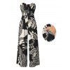 Vacation Jumpsuit Abstract Geometric Print Tied Pocket Off the Shoulder Jumpsuit - Noir S | US 4