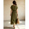 Vacation Chiffon Dress Solid Color Batwing Sleeve Smocked Pocket Maxi Dress - Vert Armée XL | US 10