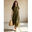 Vacation Chiffon Dress Solid Color Batwing Sleeve Smocked Pocket Maxi Dress - Vert Armée XXL | US 12