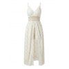 Bohemian Vacation Faux Twinset Romper Geometric Lace Hollow Out Surplice Romper - Beige XL | US 10