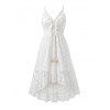 Bohemian Vacation Dress See Through Flower Lace Panel High Low Maxi Dress - Blanc XL | US 10