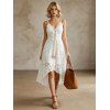Bohemian Vacation Dress See Through Flower Lace Panel High Low Maxi Dress - Blanc XL | US 10