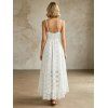 Bohemian Vacation Dress See Through Flower Lace Panel High Low Maxi Dress - Blanc XXL | US 12