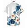 Beach Vacation Couple Outfit Hibiscus Floral Monstera Leaf Print Open Front Cover-up Shorts and Shirt Set - Blanc S | US 4
