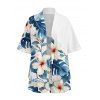 Beach Vacation Couple Outfit Hibiscus Floral Monstera Leaf Print Open Front Cover-up Shorts and Shirt Set - Blanc S | US 4