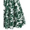Vacation Dress Floral Leaf Silhouette Print Off the Shoulder Puff Sleeve A Line Casual Dress - Vert M | US 6