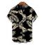 Men's Hawaiian Vacation Shirt Tropical Leaf Print Button Up Shirt - Noir 5XL