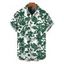 Men's Vacation Shirt Floral Leaf Silhouette Print Button Up Shirt - Bleu 5XL