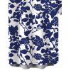 Men's Vacation Shirt Floral Leaf Silhouette Print Button Up Shirt - Bleu 5XL
