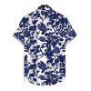 Men's Vacation Shirt Floral Leaf Silhouette Print Button Up Shirt - Bleu 5XL