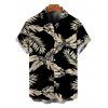 Hawaiian Vacation Couple Outfit Tropical Leaf Print Flounce Off the Shoulder Smocked Top Wide Leg Pants and Shirt Set - Noir S | US 4