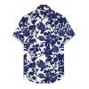 Vacation Couple Outfit Floral Leaf Silhouette Print Off the Shoulder Puff Sleeve Dress and Shirt Set - Bleu S | US 4