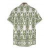 Men's Bohemian Vacation Shirt Geometric Printed Button Up Shirt - Olive Verte 5XL