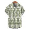 Men's Bohemian Vacation Shirt Geometric Printed Button Up Shirt - Olive Verte 5XL