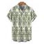 Men's Bohemian Vacation Shirt Geometric Printed Button Up Shirt - Olive Verte 5XL