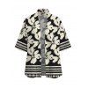 Beach Vacation Set Hibiscus Floral Geometric Print Open Front Cover-up and Shorts Set - Noir XXXXXL | US 20