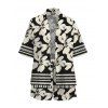 Beach Vacation Set Hibiscus Floral Geometric Print Open Front Cover-up and Shorts Set - Noir XXXXXL | US 20